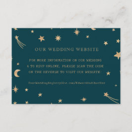 Website für Hochzeiten von Navy Moon Gold Stars |  Begleitkarte