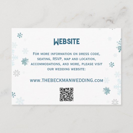 Website für Hochzeiten von Snowflake Winter Wonder Begleitkarte (Vorderseite)