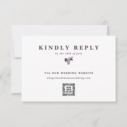 Website für Hochzeiten von Trauben RSVP Karte (Vorderseite)