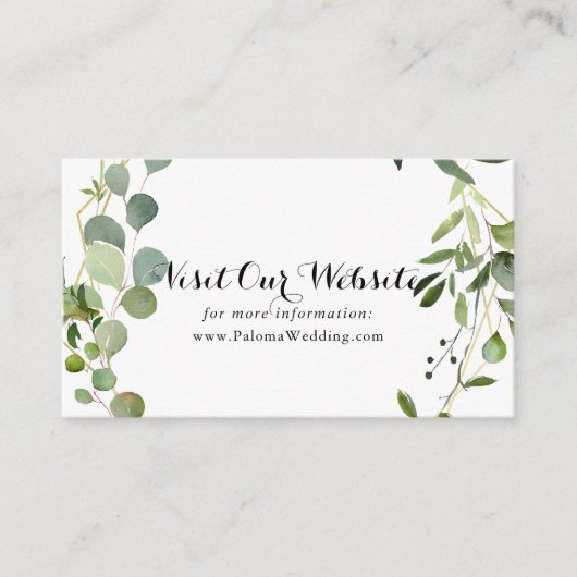 Website für Hochzeiten von tropischen grünen Blätt Begleitkarte (Vorderseite)