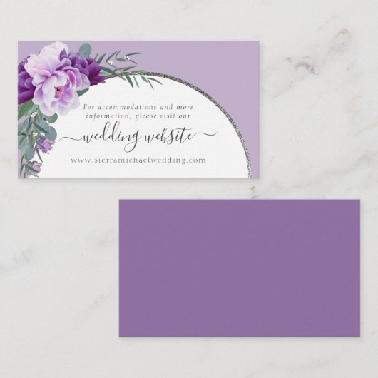 Website für Lila Blumenhochzeiten Begleitkarte (Vorne/Hinten)