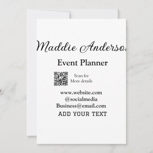 Website für Veranstaltungsplaner mit dem Namen Q R Einladung (Vorderseite)