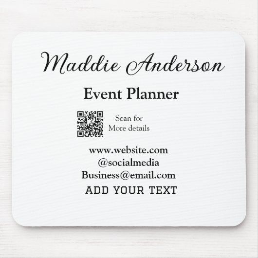 Website für Veranstaltungsplaner mit dem Namen Q R Mousepad (Vorne)