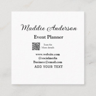 Website für Veranstaltungsplaner mit dem Namen Q R Quadratische Visitenkarte