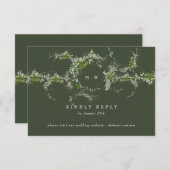 Website | Green Eukalyptus Monogram Wedding RSVP Karte (Vorne/Hinten)