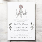 website Hand Drawn Chandelier Bow Wedding  Einladung