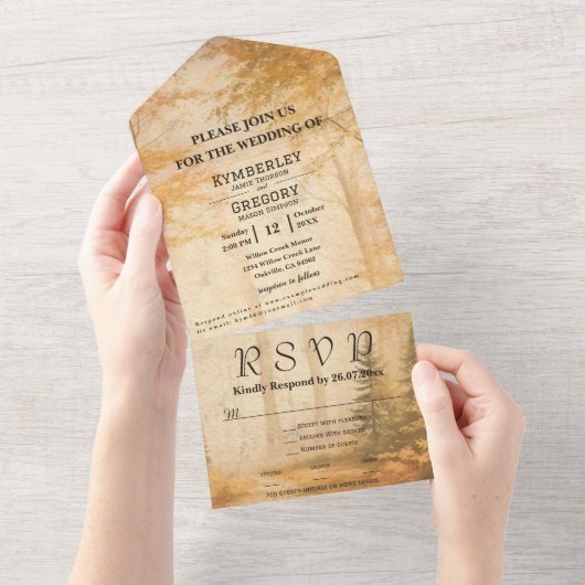 Website Herbstwald Bäume Natur All In One Einladung (Abreißen)