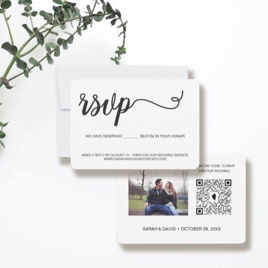 Website Hochzeitskarte QR Code Benutzerdefiniertes RSVP Karte