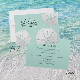 Website Hochzeitstag Sea Glass Sand Dollars Strand RSVP Karte