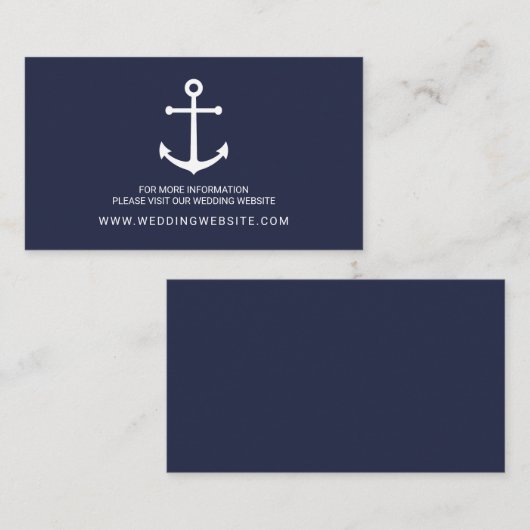 Website-Karte für Hochzeiten der Nautischen Marine Begleitkarte (Vorne/Hinten)