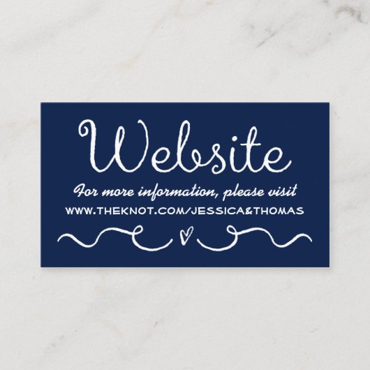 Website-Karte für Hochzeiten | Nautic Navy Blue & Begleitkarte (Vorderseite)
