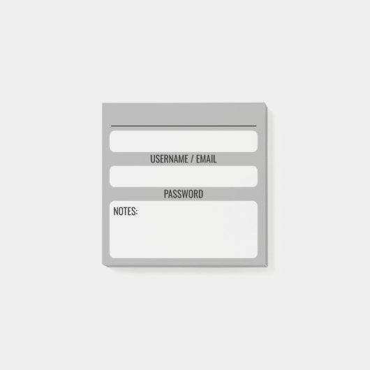 Website-Kennwort-Nachhinweise (grau) Post-it Klebezettel (Vorderseite)