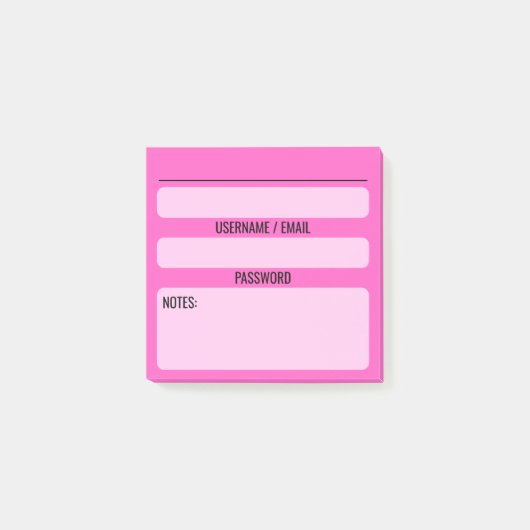 Website-Kennwort-Nachhinweise (rosa) Post-it Klebezettel (Vorderseite)