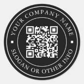 Website Link QR Code Minimal Business Name Schwarz Runder Aufkleber (Vorderseite)