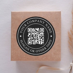 Website Link QR Code Minimal Business Name Schwarz Runder Aufkleber