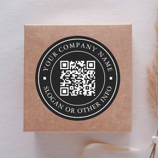 Website Link QR Code Minimal Business Name Schwarz Runder Aufkleber