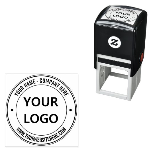 Website mit Firmenlogo Runde Briefmarke Permastempel (Beispiel)