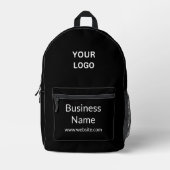 Website mit Firmenlogo Schwarz und Weiß Bedruckter Rucksack (Vorderseite)