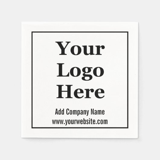 Website mit Firmenlogo Schwarz und Weiß Serviette (Vorderseite)