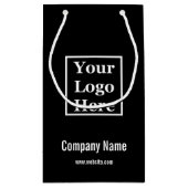 Website mit Firmennamen Schwarz und Weiß Kleine Geschenktüte (Rückseite)
