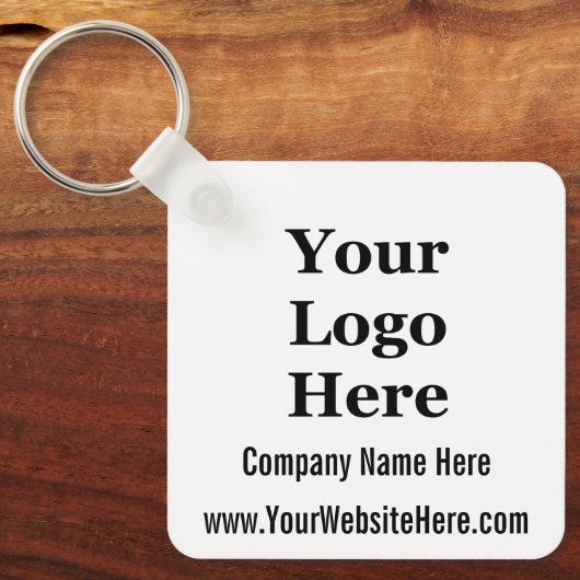 Website mit Firmennamen Schwarz und Weiß Schlüsselanhänger (Vorderseite)