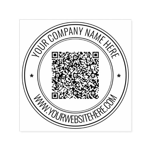 Website mit QR-Code Runde Briefmarke Permastempel (Design)