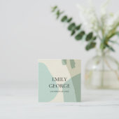 WEBSITE "MODERN ABSTRAKT AQUA BLUE ART WEDING" QUADRATISCHE VISITENKARTE (Stehend Vorderseite)