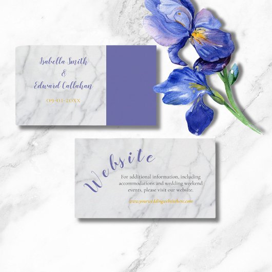 Website "Modern Blue Irises Floral Bouquet Wedding Begleitkarte