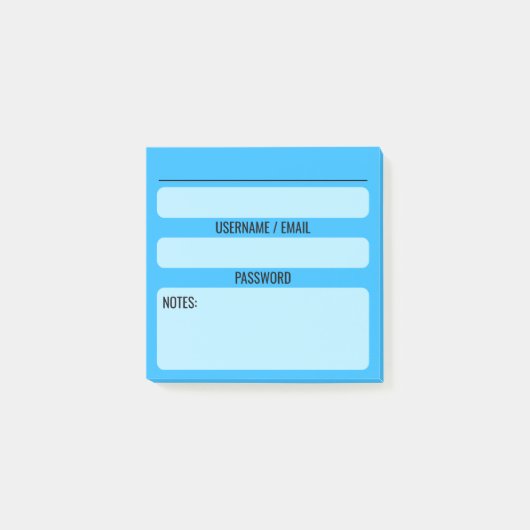 Website Password Post-It Notes (blau) Klebezettel (Vorderseite)
