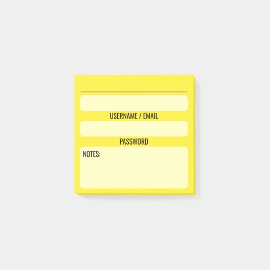 Website Password Post-It Notes (gelb) Post-it Klebezettel (Vorderseite)