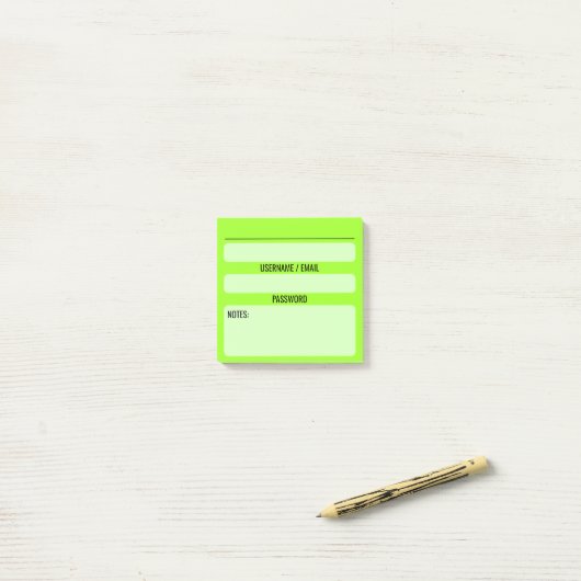 Website Password Post-It Notes (grün) Klebezettel (Auf Schreibtisch)