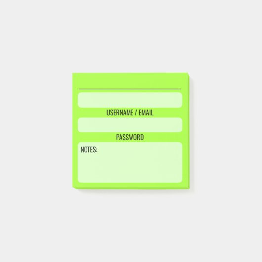 Website Password Post-It Notes (grün) Post-it Klebezettel (Vorderseite)