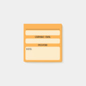 Website Password Post-It Notes (Orange) Klebezettel (Vorderseite)