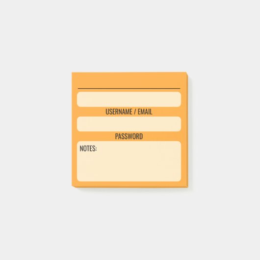 Website Password Post-It Notes (Orange) Klebezettel (Vorderseite)