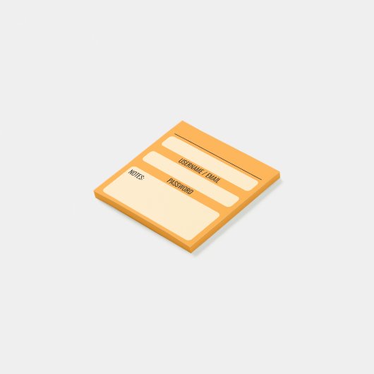 Website Password Post-It Notes (Orange) Klebezettel (angewinkelt)