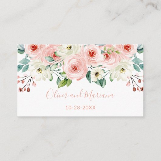 Website Peach White Floral Wedding Begleitkarte (Rückseite)