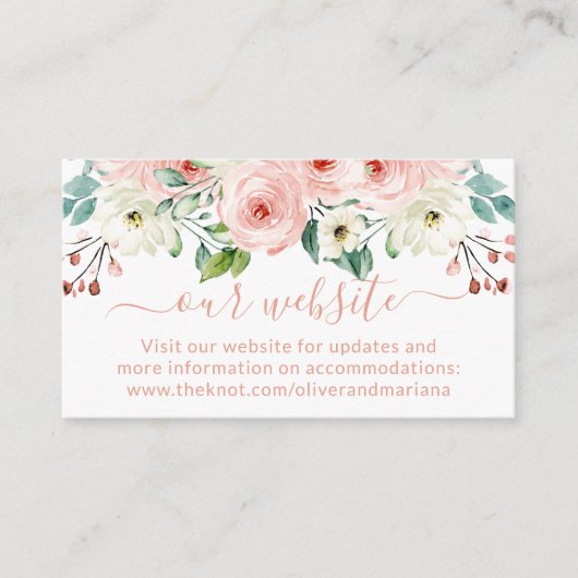 Website Peach White Floral Wedding Begleitkarte (Vorderseite)
