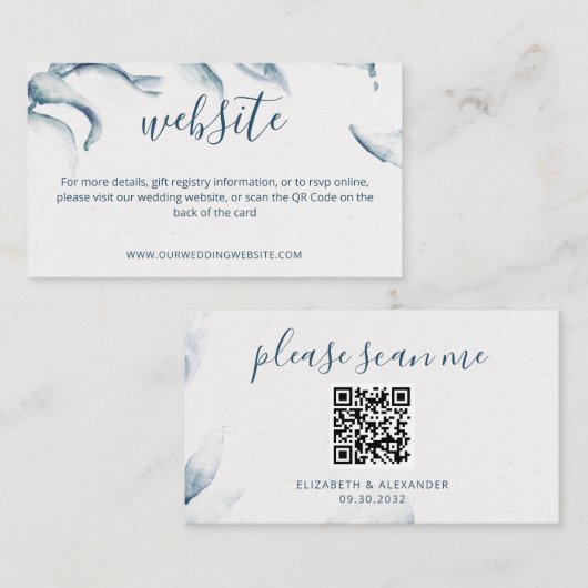 Website QR Code Blau Aquarell modern Begleitkarte (Vorne/Hinten)