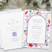 Website QR-Code der farbigen Wildblume Einladung