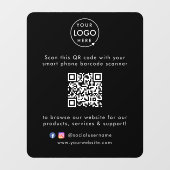 Website | QR Code Modernes, stilvolles Schwarz Fensteraufkleber (Blatt)