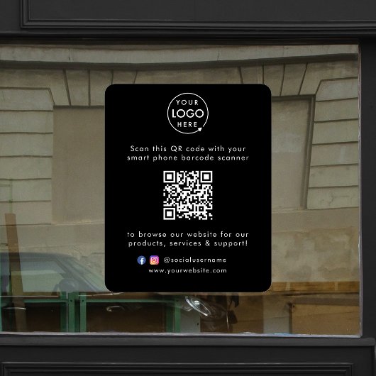 Website | QR Code Modernes, stilvolles Schwarz Fensteraufkleber