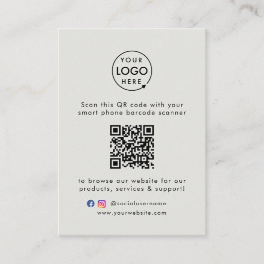 Website | QR Code Scan Me Logo Grau Begleitkarte (Vorderseite)