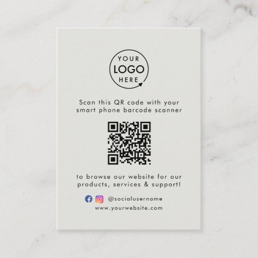 Website | QR Code Scan Me Logo Grau Visitenkarte (Vorderseite)