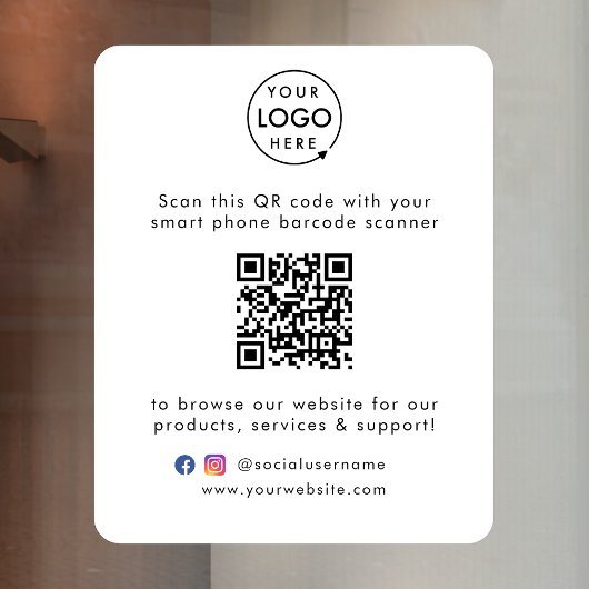 Website | QR Code Scan Me Minimal White Fensteraufkleber