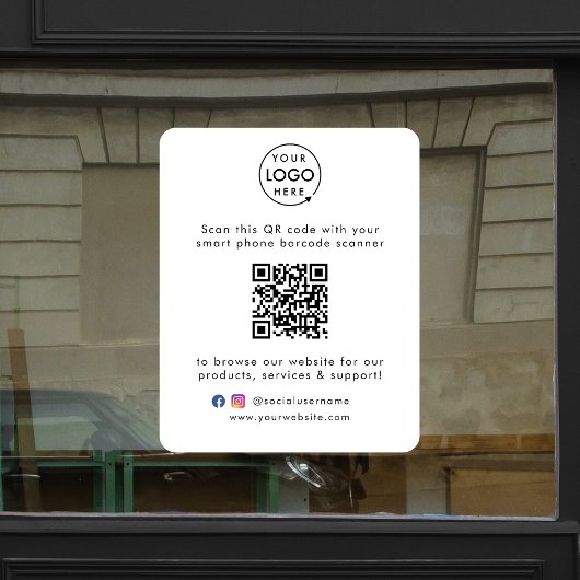 Website | QR Code Scan Me Minimal White Fensteraufkleber