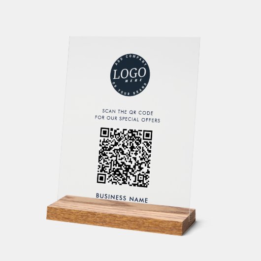 Website-QR-Code und einfache Geschäftslogos Acrylschild (Winkel)