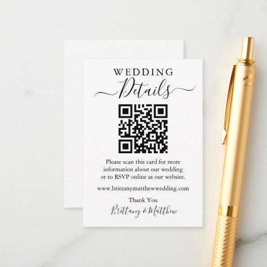 Website QR zu Minimalistischen einfachen Hochzeitd Begleitkarte (Vorderseite/Rückseite Beispiel)