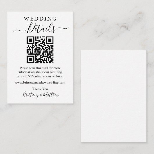Website QR zu Minimalistischen einfachen Hochzeitd Begleitkarte (Vorne/Hinten)