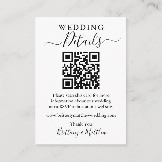 Website QR zu Minimalistischen einfachen Hochzeitd Begleitkarte (Vorderseite)