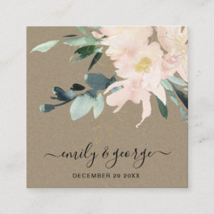 WEBSITE "RUSTIC BLUSH KRAFT FLORAL WEDSITE" UAWG QUADRATISCHE VISITENKARTE